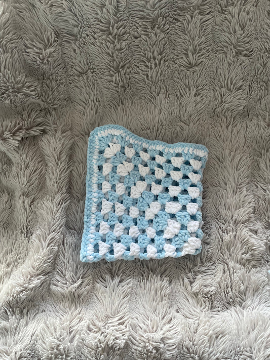 Baby Blanket - Granny Stitch (Baby Blue and White)
