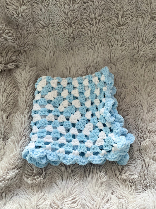 Baby Blanket - Granny Stitch (Baby Blue and White)
